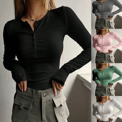 Women's Ribbed Henley Summer