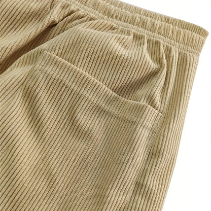 Men's Straight Leg Ribbed Pants Drawstring Waist