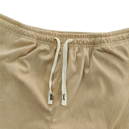 Men's Straight Leg Ribbed Pants Drawstring Waist
