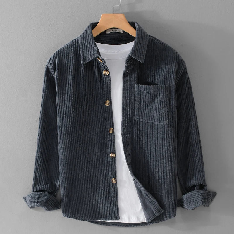 Men's Long Sleeve Shirt Button Front Chest Pocket
