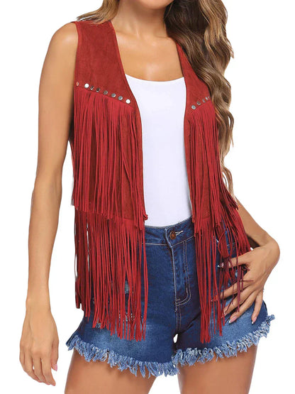 Women's Sleeveless Fringe Vest
