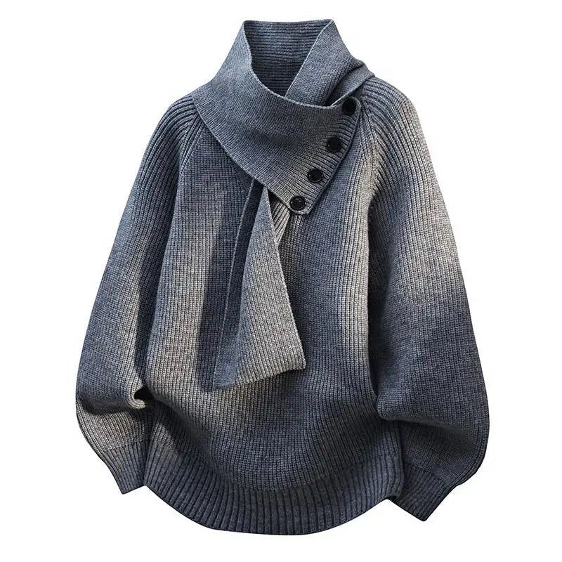Women's Cozy Sweater Scarf Neck Design
