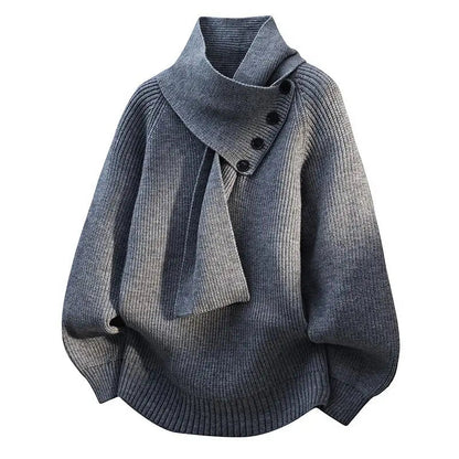 Women's Cozy Sweater Scarf Neck Design