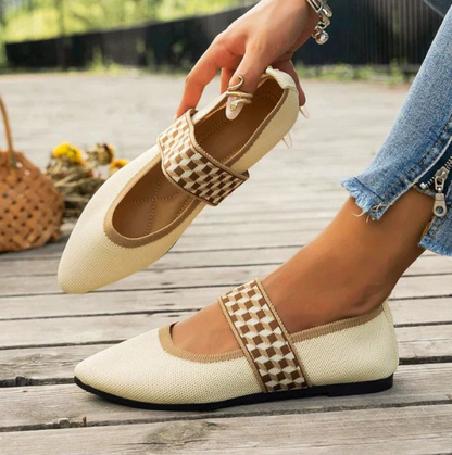 Women's Pointed Toe Flats Elastic Knit Upper
