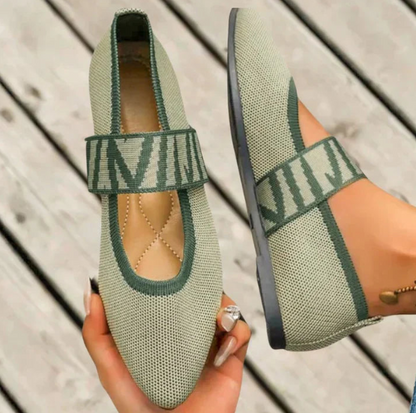 Women's Pointed Toe Flats Elastic Knit Upper