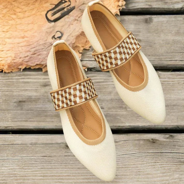 Women's Pointed Toe Flats Elastic Knit Upper
