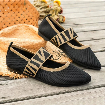 Women's Pointed Toe Flats Elastic Knit Upper