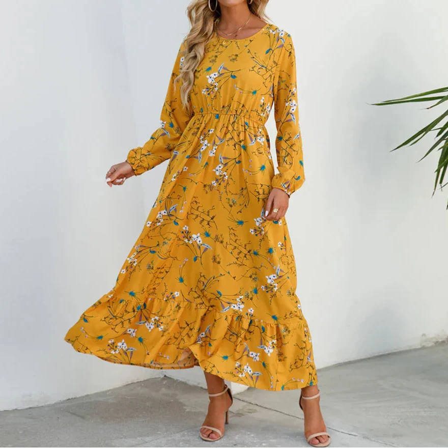Women's Maxi Long Sleeve Floral Summer Dress