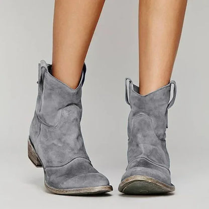 Distressed Western Ankle Boots