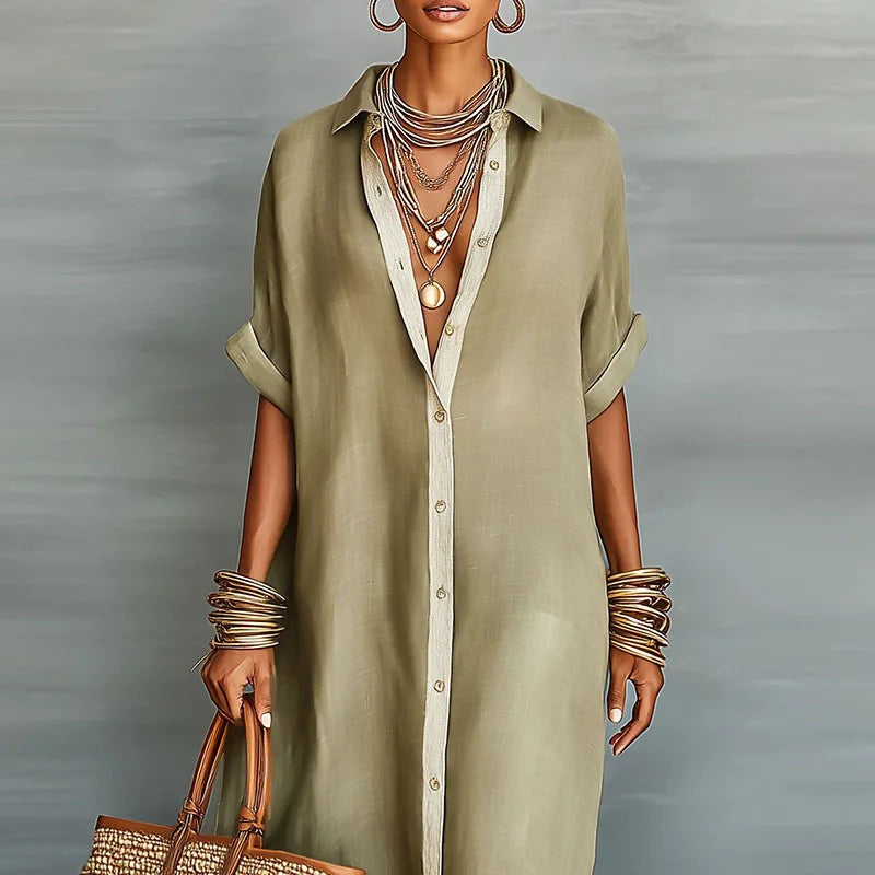 Women's Linen Long Sundress Shirt