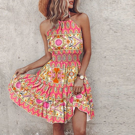 Women's Lace Halter Dress Flowy Amber - Fashinoza