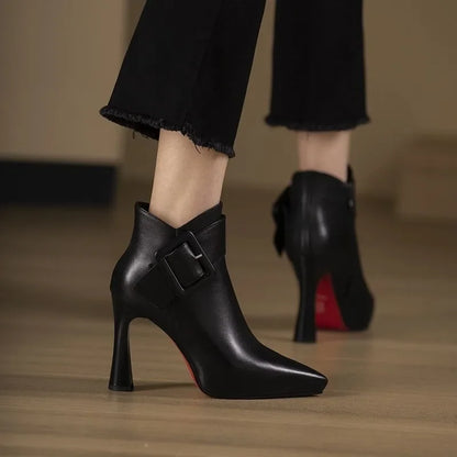 Women's Ankle Boots Pointed Heel Buckle Strap