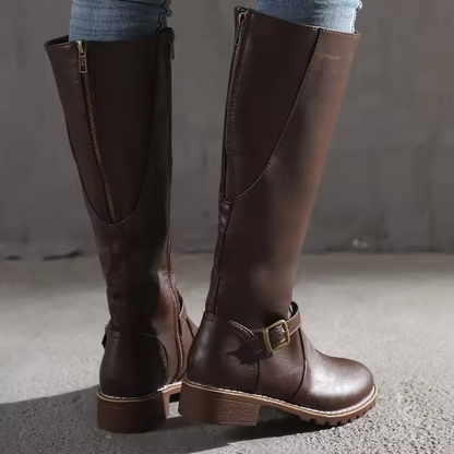Women's Slip On Boots Buckle Strap