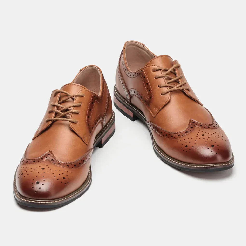 Men's Leather Oxford Shoes Wingtip Brogue Lace Up