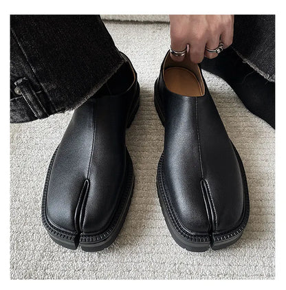 Men's Leather Tabi Loafers Black - 
Fashinoza