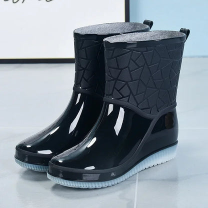 Women's Waterproof Rain Boots Lightweight Non-Slip Mid-Calf