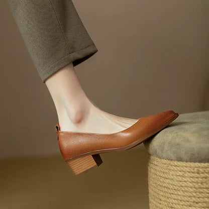 Women's Pointed Toe Block Heel Pumps Slip On Work Shoes