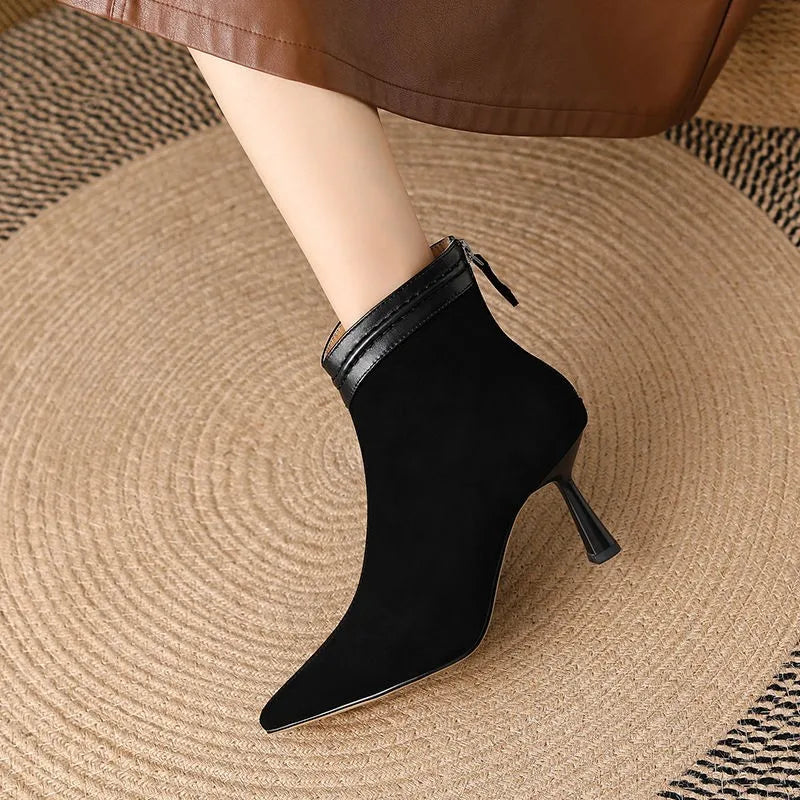 Women's Pointed Toe Ankle Boots Slim Heel