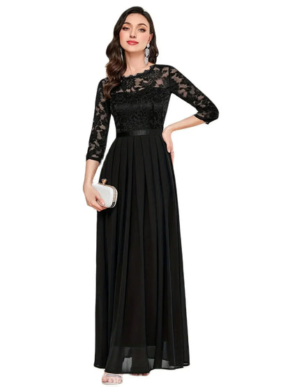 Women's Lace Formal Evening Dress Quarter Sleeve