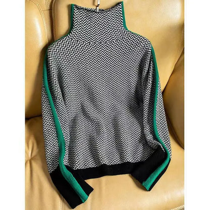 Women's Herringbone Turtleneck Sweater