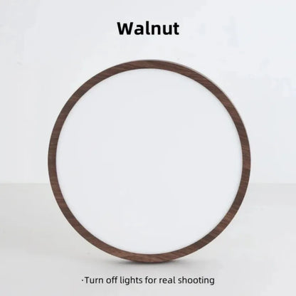 Circular Wooden LED Ceiling Light Walnut Finish