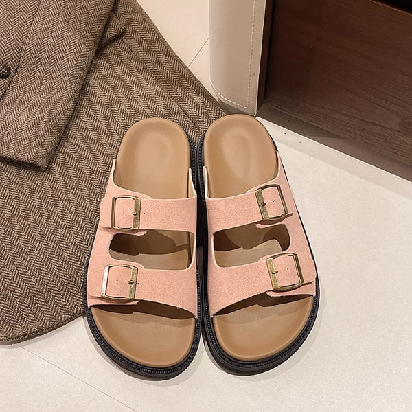 Solange Women's Buckle Sandals Cushioned Slip-On