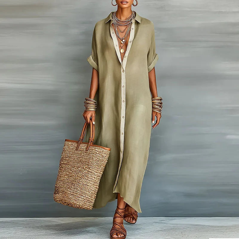 Women's Linen Long Sundress - 
Fashinoza