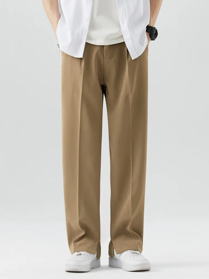 Men's Straight Leg Trousers Relaxed Fit Soft Fabric - 
Fashinoza