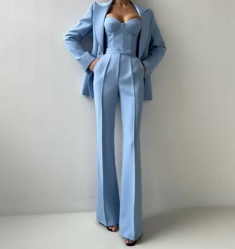 Tiffany Women's Blazer Set Corset Flare Pants