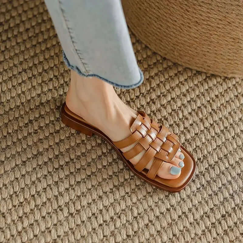 Sasha Women's Leather Flat Slides
