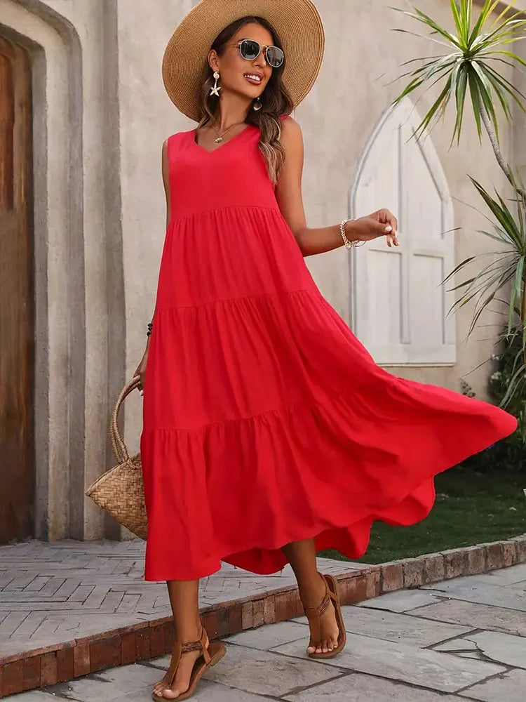 Women's Maxi Dress Layered Skirt