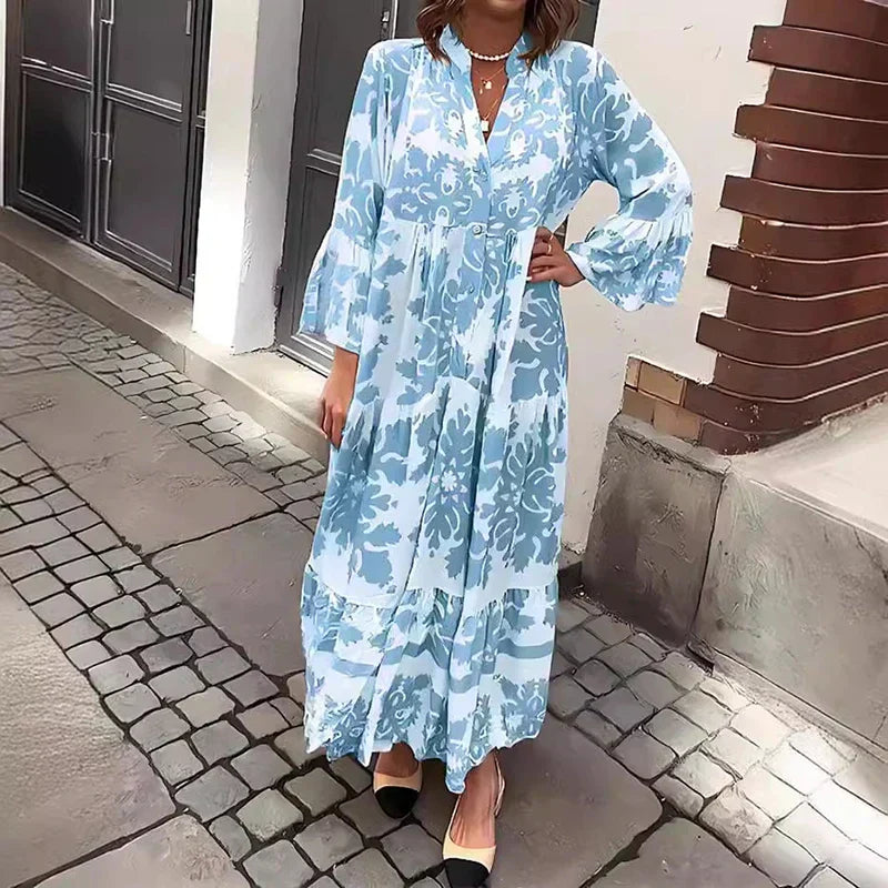 Women's Printed Maxi Dress Flowy Casual