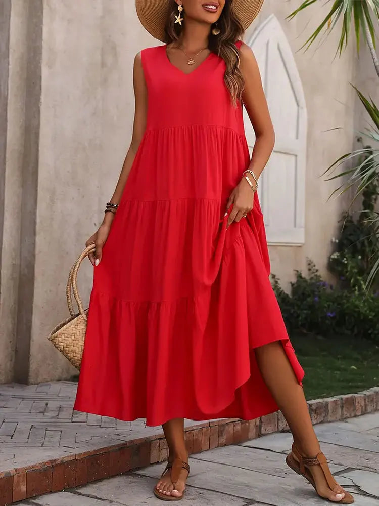 Women's Maxi Dress Layered Skirt