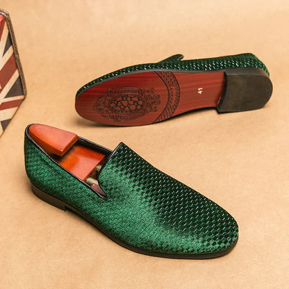 Men's Embossed Slip-On Loafers Geometric Design - 
Fashinoza