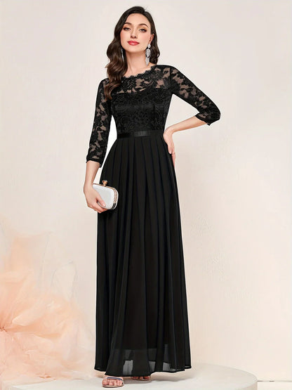 Women's Lace Formal Evening Dress Quarter Sleeve