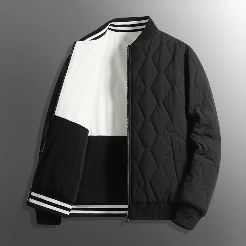 Men's Reversible Puffer Coat Waterproof Zipper Black