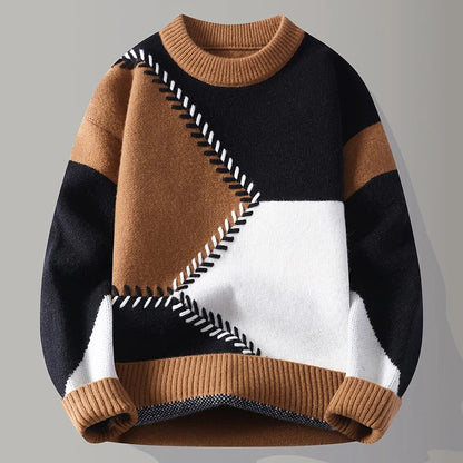 Colorblock Stitch Knit Sweater