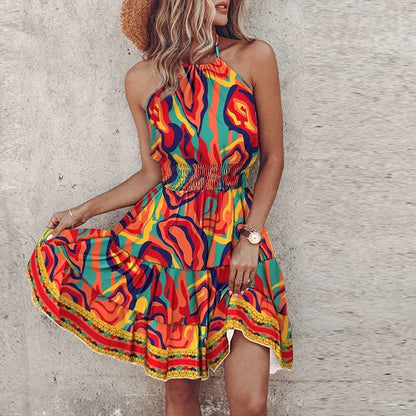 Women's Lace Halter Dress Flowy Amber