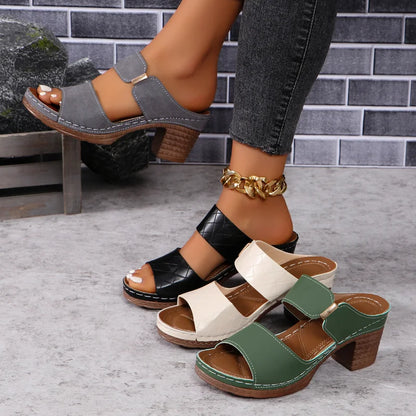 Women's Arch Support Flat Sandals Block Heel