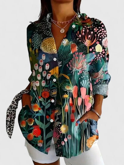 Julia | Womens Colorful Floral Button Shirt