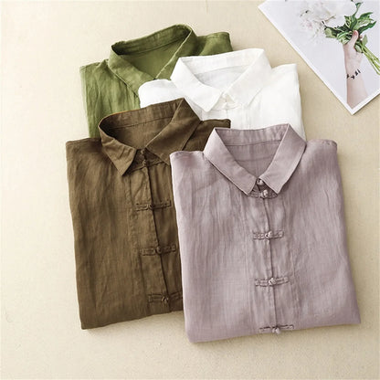 Women's Linen Blouse Summer Beige