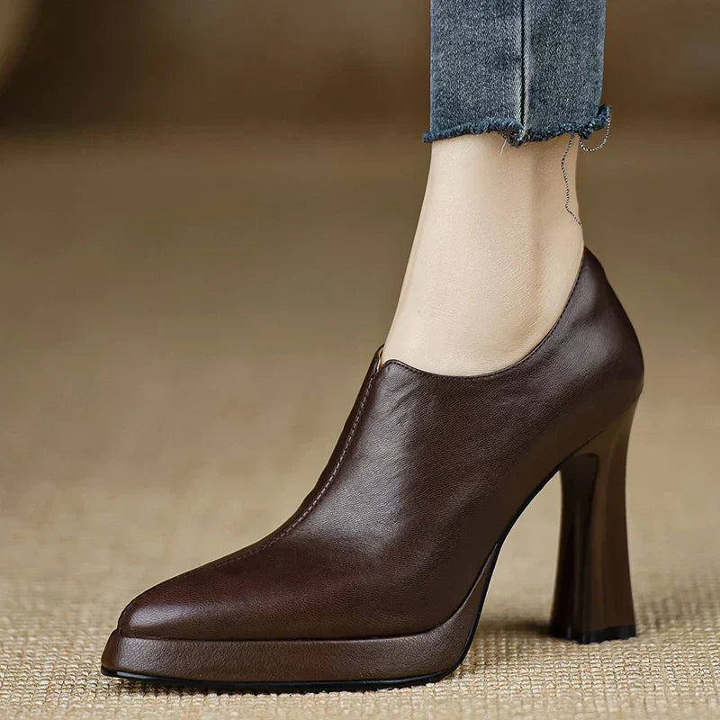 Giselle Women's Block Heel Pumps Side Zipper