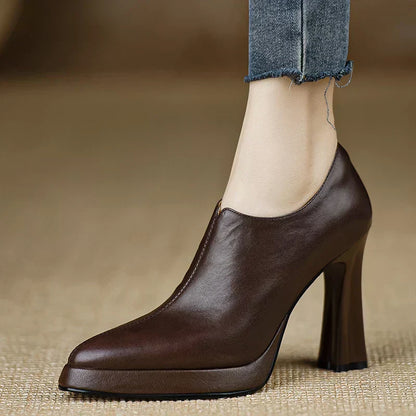 Giselle Women's Block Heel Pumps Side Zipper