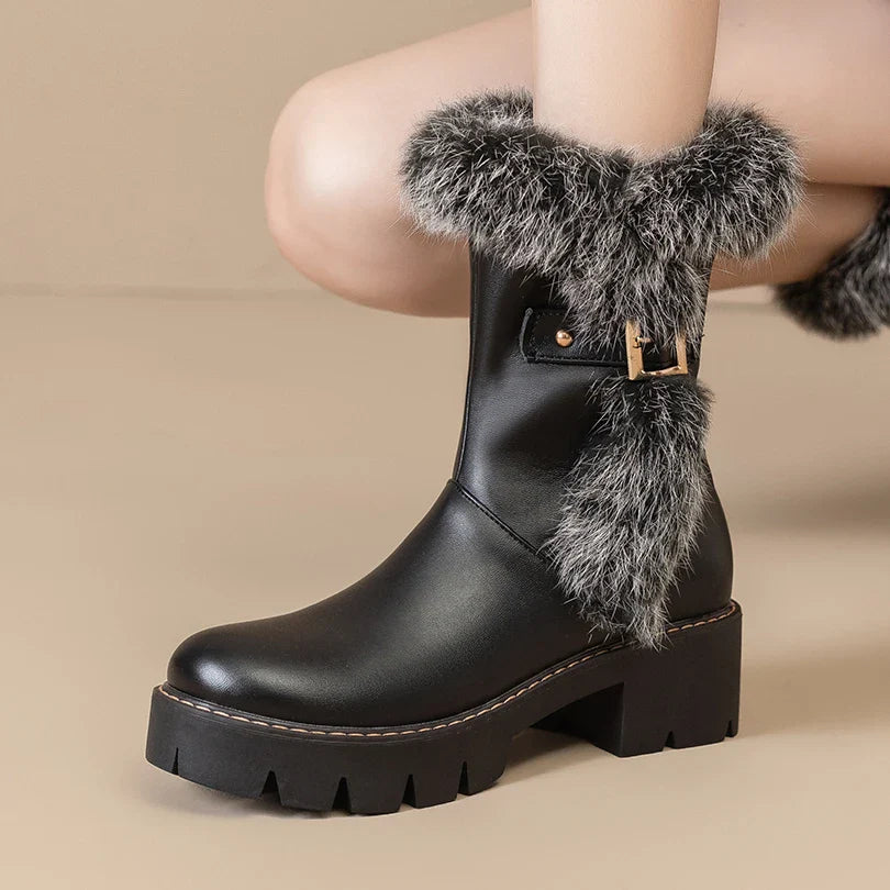 Women's Block Heel Winter Boots - 
Fashinoza