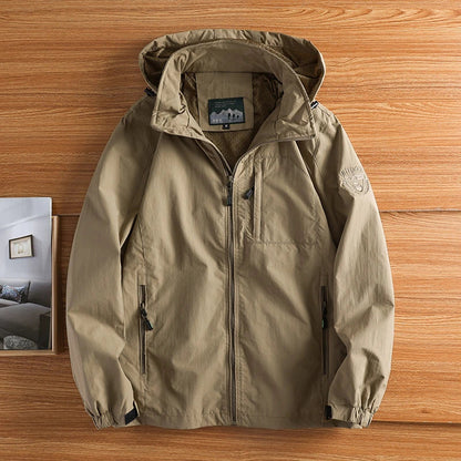 Men's Hip-Length Hiking Jacket Waterproof Full-Zip Hooded - 
Fashinoza