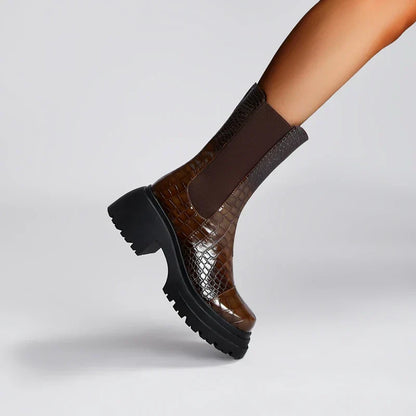 Women's Platform Boots Elastic Sides