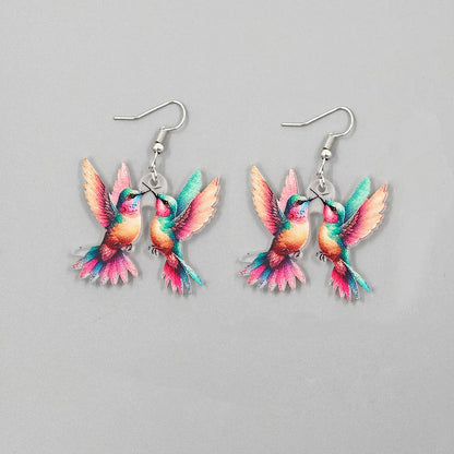 Hummingbird Glass Drop Earrings