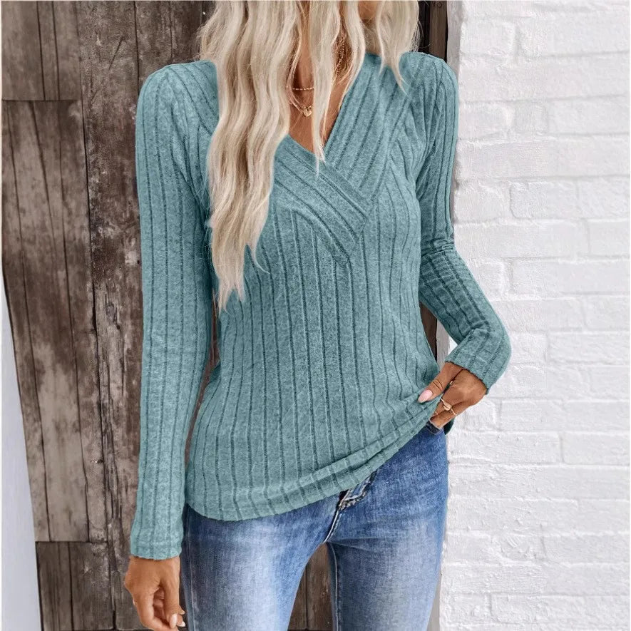 Elegant Women's Sunken Stripe Sweater - Fashinoza