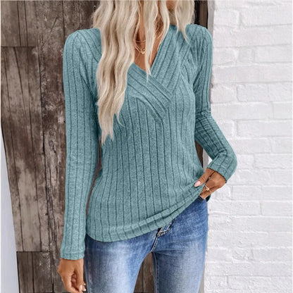 Elegant Women's Sunken Stripe Sweater - Fashinoza