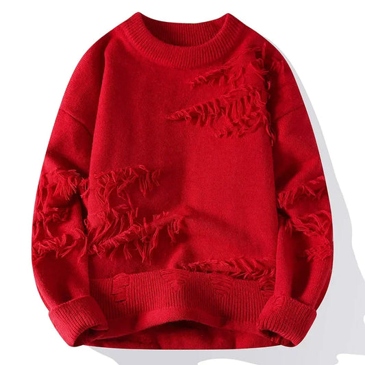 Distressed Knit Crewneck Sweater